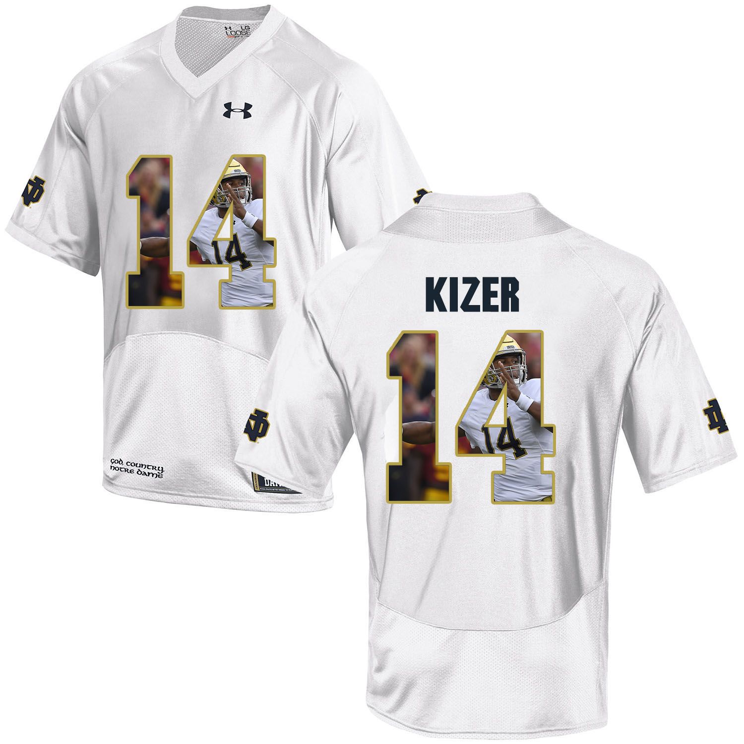 Men Norte Dame Fighting Irish 14 Kizer White Fashion Edition Customized NCAA Jerseys